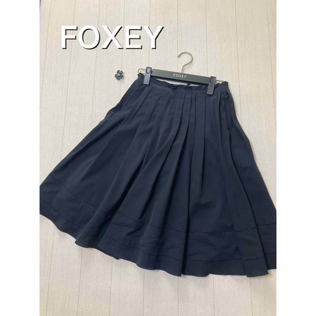 美品 foxey new york スカート フォクシー ネイビー-