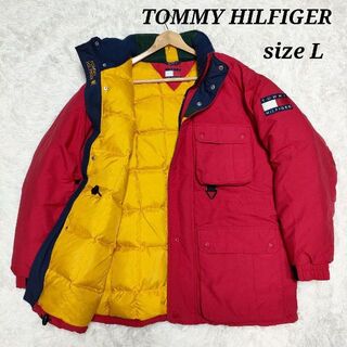 トミーヒルフィガー(TOMMY HILFIGER)のトミーヒルフィガー　ダウンジャケット　90s　サイズL　古着　ヴィンテージ(ダウンジャケット)
