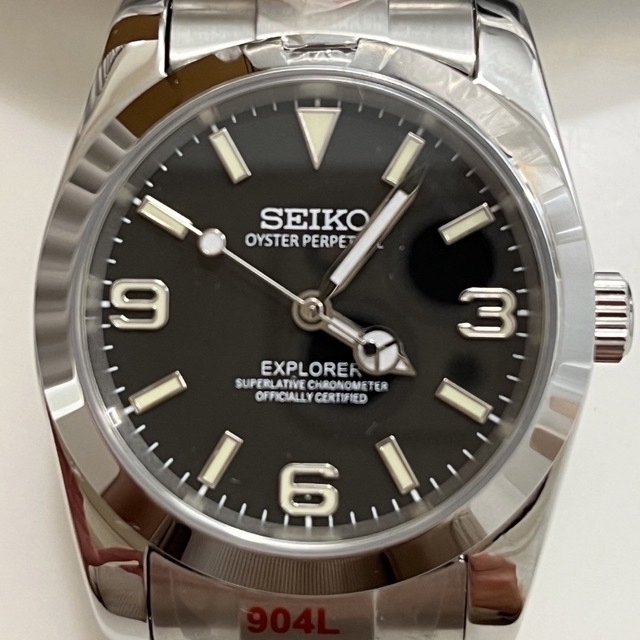 Seiko Mod エクスプローラータイプ 水面スタイル文字盤 NH35 - 腕時計 Seiko Mod エクスプローラータイプ 水面スタイル文字盤 NH35 - 腕時計