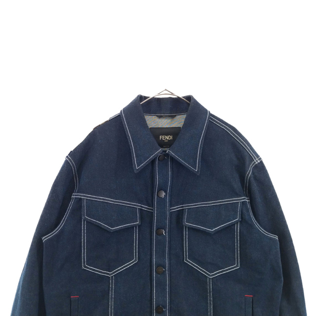 FENDI フェンディ 19SS × FILA フィラ バックロゴ デザイン デニム ジャケット インディゴ FA0918 A605