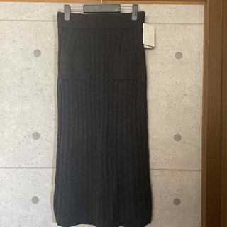 フレームワーク(FRAMeWORK)の新品☆フレームワーク☆ワイドリブポケット付きニットスカート☆36☆グレー(ロングスカート)