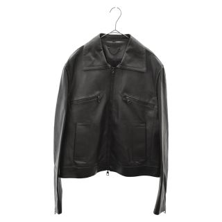 LOUIS VUITTON ルイヴィトン 19AW American/Brazilian Fur Callor Leather Jacket HHL60ERDS A115 ランウェイモデル 取り外し式襟付レザーシングルライダーズブルゾン