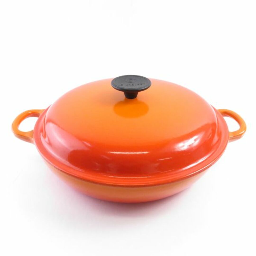 Le Creuset ルクルーゼ シグニチャービュッフェキャセロール 両手鍋 オレンジ 浅型 26cm 料理 SO637Qインテリア/住まい/日用品