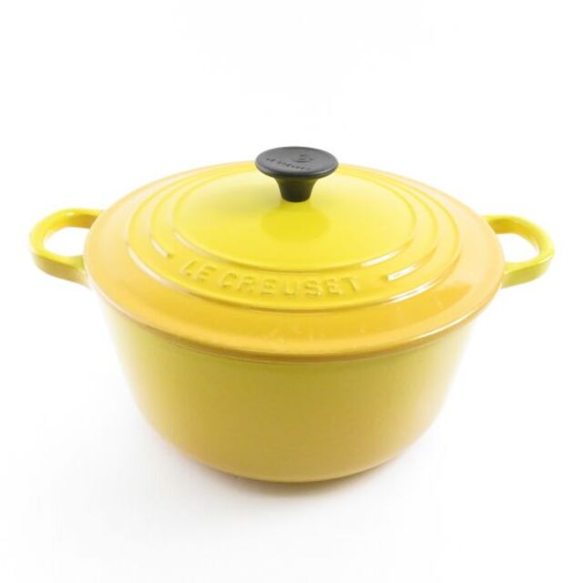 インテリア/住まい/日用品Le Creuset ルクルーゼ ココットロンド 両手鍋 イエロー 22cm 料理 スープ SO640S