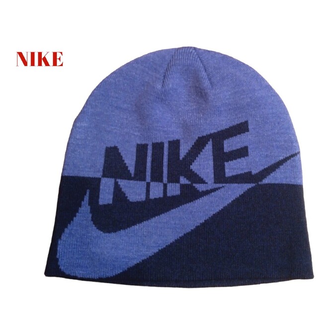 NIKE(ナイキ)の【即完売品】nikeナイキニット帽キャップ　デカロゴ　ビーニー　メンズ古着 メンズの帽子(ニット帽/ビーニー)の商品写真