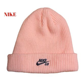 ナイキ(NIKE)の【90S古着】nikeナイキニット帽キャップ 　ピンク　刺繍ロゴ(ニット帽/ビーニー)