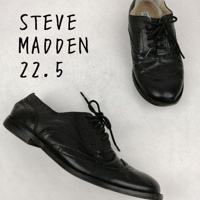 STEVE MADDEN スティーブマデンウイングチップ革靴22.5ブラック