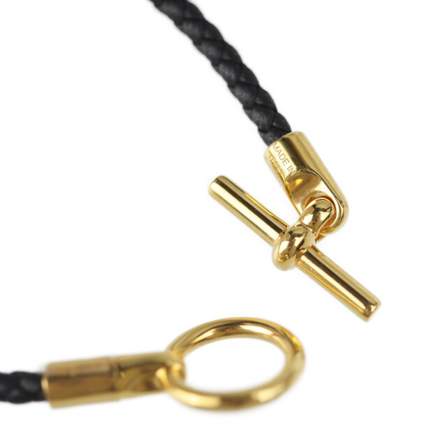 HERMES エルメス グレナン ブレスレット レザー ブラック ゴールド金具