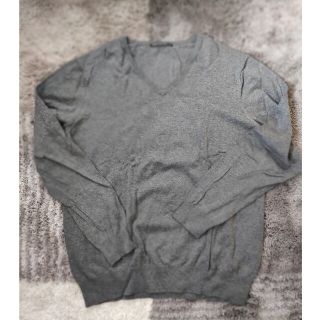 ユニクロ(UNIQLO)の【中古】ユニクロ プレミアムコットンブレンド Vネックニット グレー(ニット/セーター)