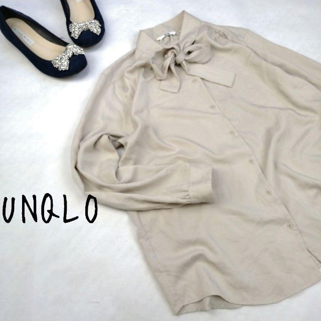 UNIQLO(ユニクロ)の【UNIQLO】シャツ ブラウス リボン レディースのトップス(シャツ/ブラウス(長袖/七分))の商品写真