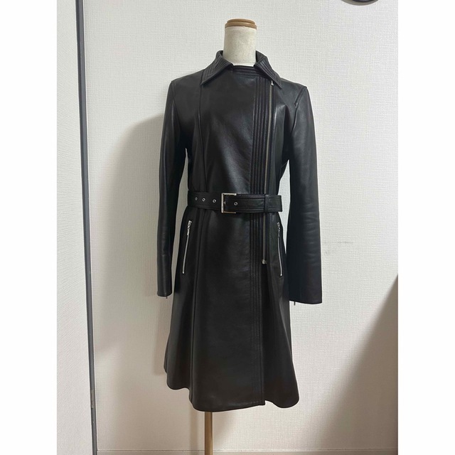 バルマン レザーコート balmain 羊革 ラムレザー コート ロングコート