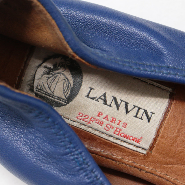 LANVIN ランバン シューズ 靴 パンプス ネイビー ブラック 紺 黒 フラット ぺたんこ バレエシューズ ラウンドトゥ インヒール バイカラー レザー おしゃれ シンプル 普段使い サイズ：24cm 38 【レディース】 4