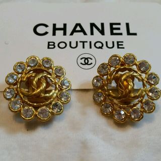 シャネル(CHANEL)のシャネル 正規品 ヴィンテージ ラインストーン イヤリング(イヤリング)