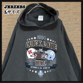 ジャージーズ(JERZEES)の【ジャージーズ】プルオーバーパーカー　アメフト　デカロゴ　総柄　カレッジ１０(パーカー)