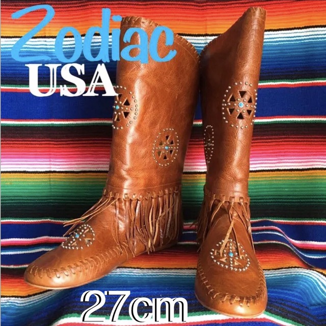 ZODIAC(ゾディアック)のZodiacゾディアックUS限定ネイティブフリンジレザーモカシンブーツ27cm レディースの靴/シューズ(ブーツ)の商品写真