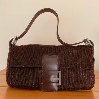 フェンディ(FENDI)のFENDI バケット　ビーズ　ブラウン(ハンドバッグ)