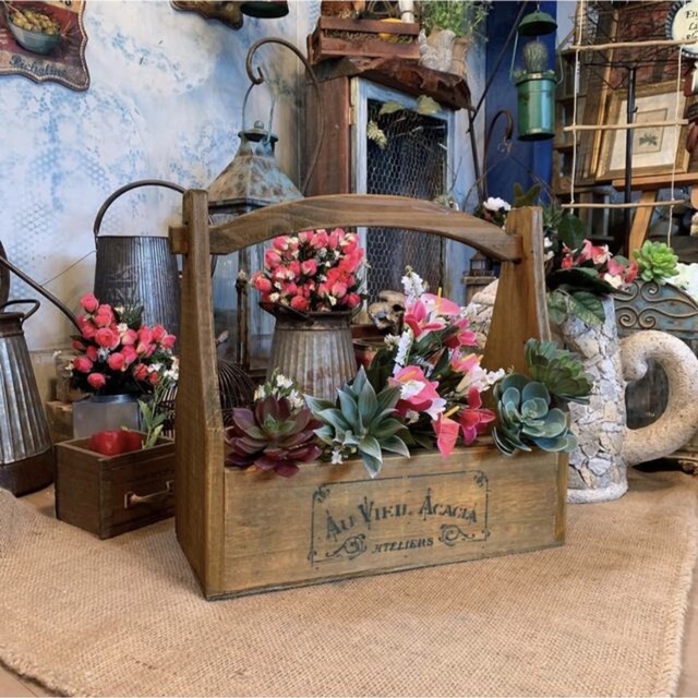 アンティークスタイル ガーデン オーナメント Wooden flower boxjunkgarden