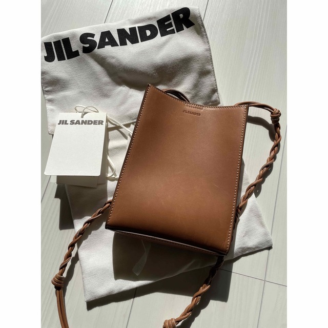 JIL SANDER.ジルサンダー.タングルショルダーバッグブラウンステッチ