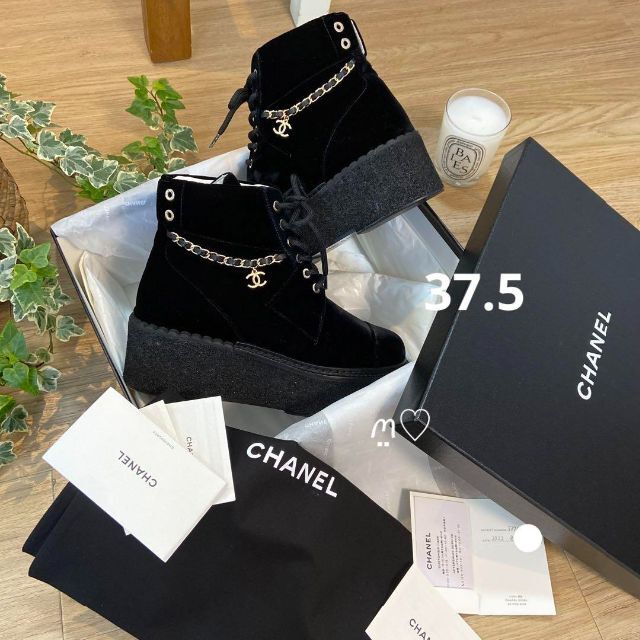 トレフォイル 新品 22AW CHANEL シャネル レースアップブーツ 37.5