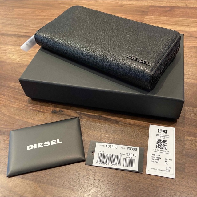 新品未使用】diesel 長財布 黒 ブラック 羊革 クール プレゼント用