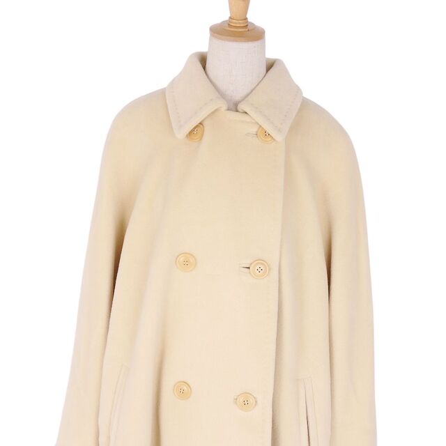美品 マックスマーラ Max Mara コート 白タグ ロングコート ダブルブレスト ウール カシミヤ アウター レディース JI38 USA4 FB36 GB6(M相当) アイボリー 3