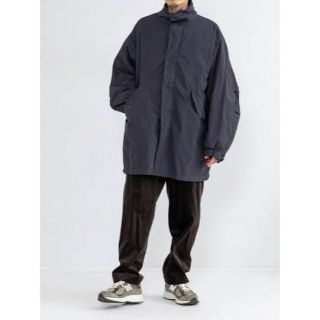 ATON AIR VENTILE SHORT MODS COAT NAVY