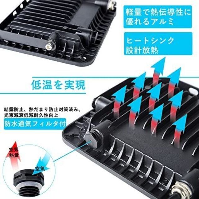 LED投光器 屋外 作業灯 50W 850W相当 昼光色 LEDチップ IP66 ライト/ランタン