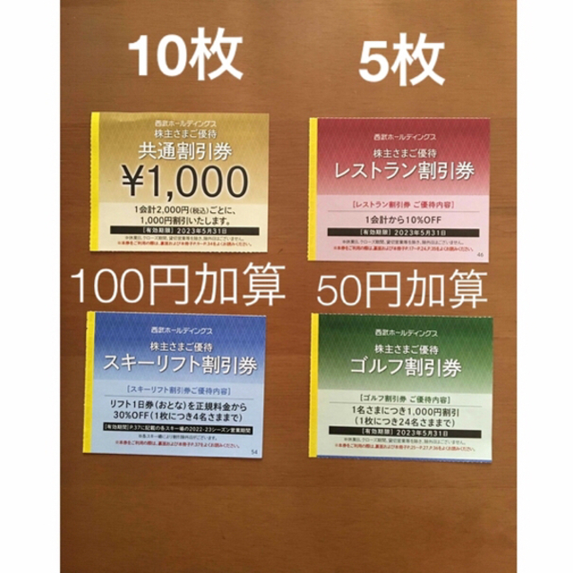 西武　株主さまご優待　共通割引券　1000円×10枚