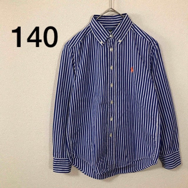 Ralph Lauren(ラルフローレン)のラルフローレン　RALPH LAUREN 長袖シャツ　ストライプ　140 ブルー キッズ/ベビー/マタニティのキッズ服男の子用(90cm~)(ブラウス)の商品写真