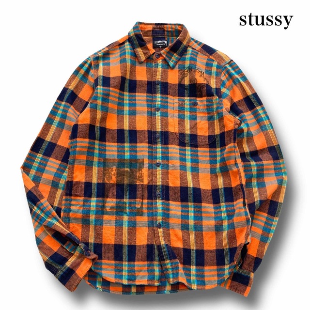 【stussy】 ステューシー プリントフランネルシャツ チェックシャツ