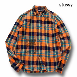 ステューシー(STUSSY)の【stussy】 ステューシー プリントフランネルシャツ チェックシャツ 古着(シャツ)