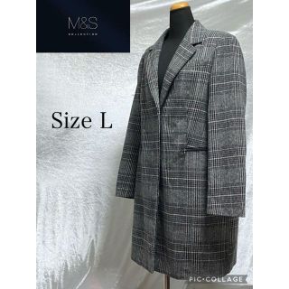 【美品】M&S Collection グレンチェックチェスターコート　サイズL(チェスターコート)