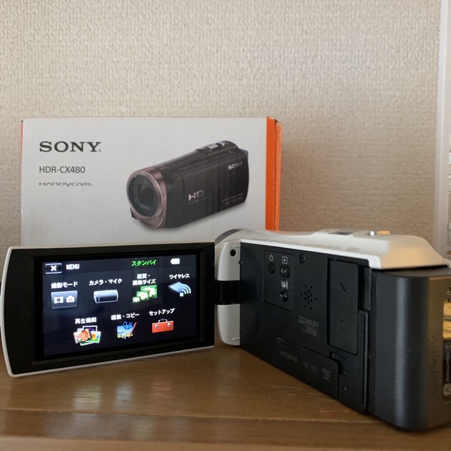 SONY(ソニー)のSONY HDR-CX480 ビデオカメラ　ソニー　白　ホワイト　ハンディカム　 スマホ/家電/カメラのカメラ(ビデオカメラ)の商品写真