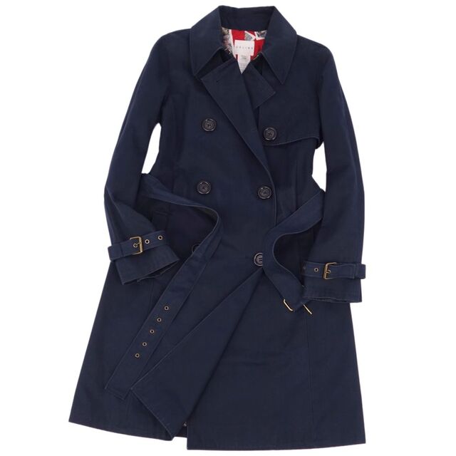 セリーヌ CELINE コート トレンチコート 裏地総柄 コットン100% アウター レディース フランス製 38(M相当) ネイビー