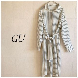 ジーユー(GU)のGU　ユニクロ ストライプロングシャツ　マタニティとしても(ロングワンピース/マキシワンピース)