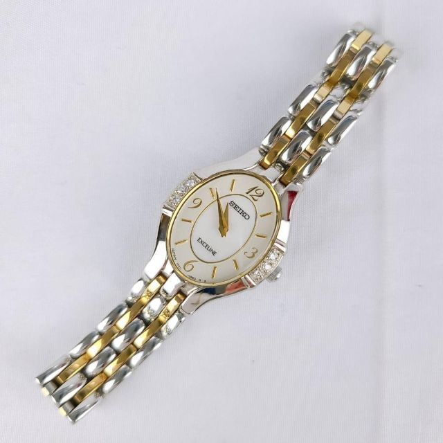 極美品稼働品】セイコー SEIKO エクセリーヌ ホワイトシェル文字盤 6P