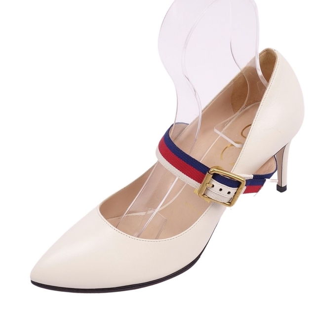 美品 グッチ GUCCI パンプス カーフレザー シェリーライン ストラップ シューズ 靴 37.5(24.5cm相当) ホワイト | フリマアプリ ラクマ 美品 グッチ GUCCI パンプス カーフレザー シェリーライン ストラップ シューズ 靴 37.5(24.5cm相当) ホワイト | フリマアプリ ラクマ