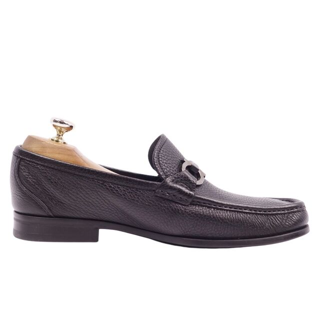 美品 サルヴァトーレ フェラガモ Salvatore Ferragamo ローファー ガンチーニ カーフレザー ビジネスシューズ 革靴 メンズ 7EEE(25cm相当) ブラック