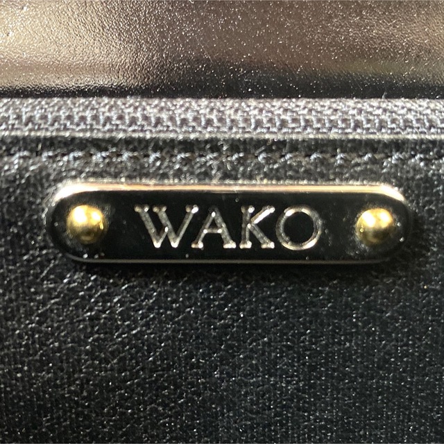 美品】WAKO 銀座和光 リザード革 レザー ゴールド金具 黒 ハンドバッグ