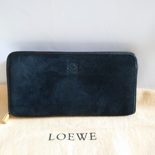 美品 LOEWE スエード ラウンドジップ 長財布