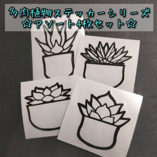 多肉植物カッティングステッカーシリーズ　アソート4枚セット（横5cm）(その他)