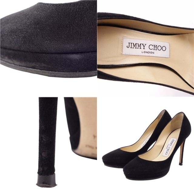 JIMMY CHOO(ジミーチュウ)のジミーチュウ JIMMY CHOO パンプス ヒール プラットフォーム スウェードレザー シューズ レディース 34(21cm相当) ブラック レディースの靴/シューズ(ハイヒール/パンプス)の商品写真