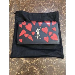 イヴサンローラン(Yves Saint Laurent)のSaint Laurent レザー クラッチ　バッグ ブラック　イヴサンローラン(クラッチバッグ)