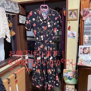 INGEBORG 花柄黒ワンピース 未使用品 レディース ワンピース www