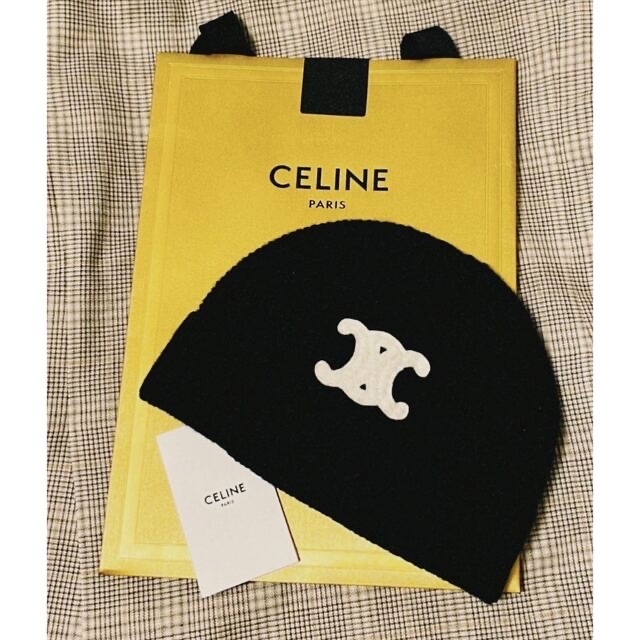 激安な celine CELINE/トリンオフ刺繍入りニット帽シームレスカシミア