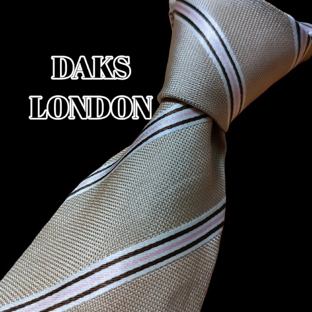 DAKS(ダックス)の★DAKS LONDON★　ダックスロンドン　ベージュ系　ストライプ　イタリア製 メンズのファッション小物(ネクタイ)の商品写真