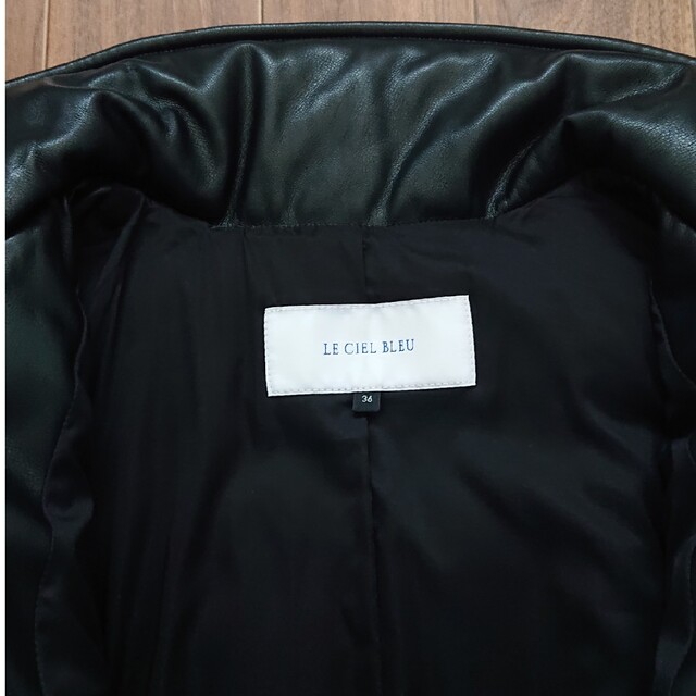 LE CIEL BLEU(ルシェルブルー)のLE CIEL BLEU Faux Leather Padded Coat レディースのジャケット/アウター(ダウンコート)の商品写真