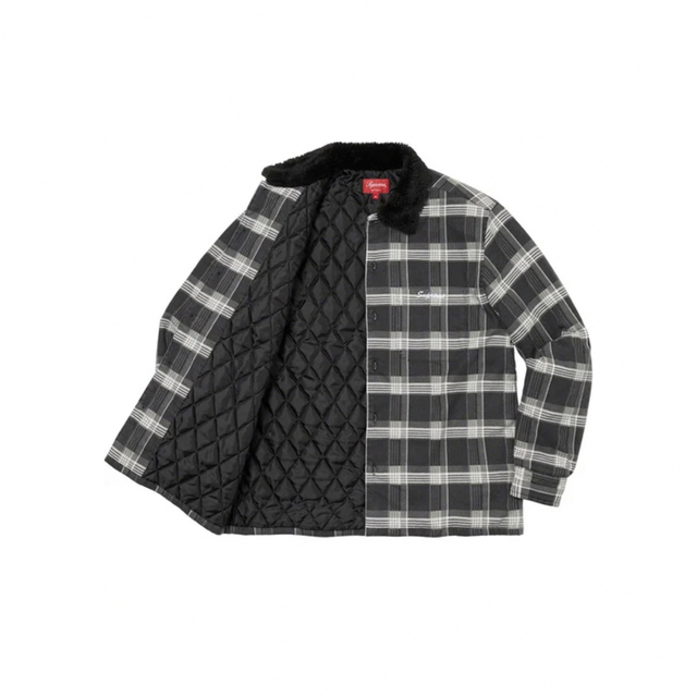 未使用品 Supreme FW21 Faux Jacket Fur Collar Flannel Shirt Shirt