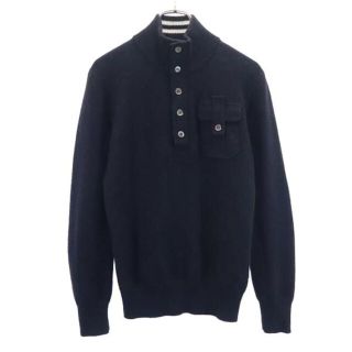 バーバリーブラックレーベル(BURBERRY BLACK LABEL)のバーバリーブラックレーベル 三陽商会 ウールブレンド ニット 2 ブラック系 BURBERRY BLACK LABEL 長袖 セーター ロゴ刺繍 メンズ 【中古】  【230128】(ニット/セーター)