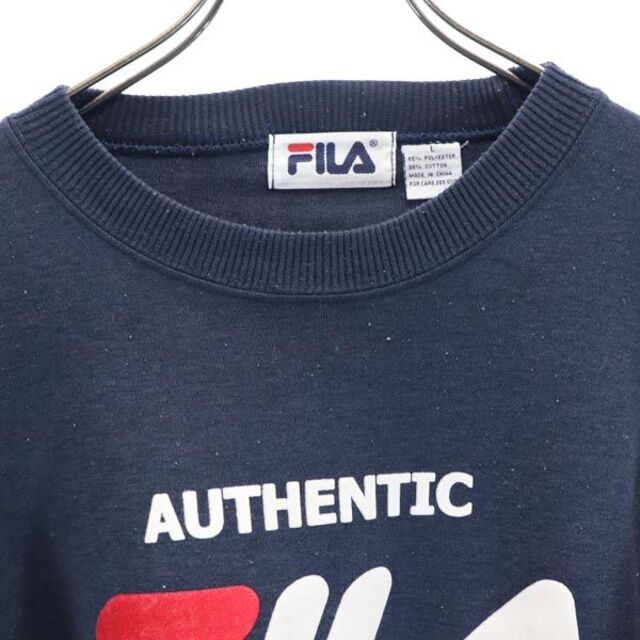 FILA - フィラ 90s オールド ロゴプリント スウェット L ネイビー FILA